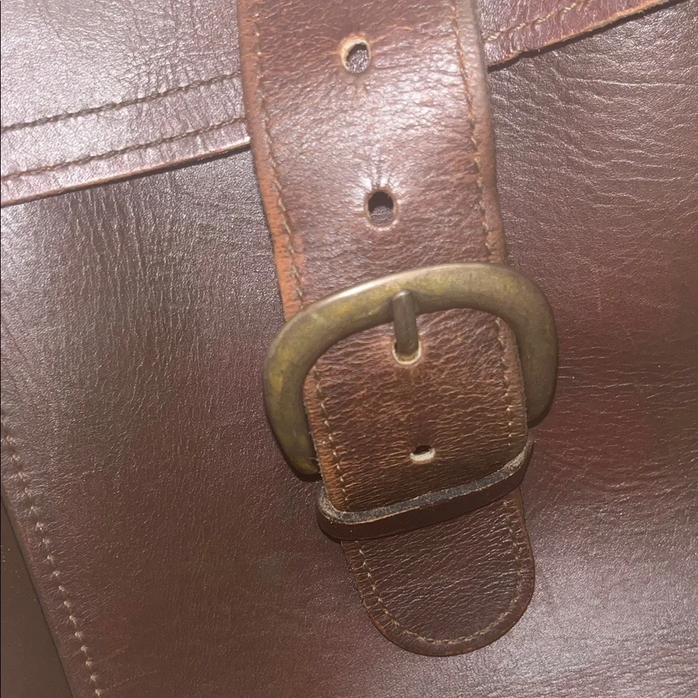 Naturally Yours Brown vintage Leather Briefcase with long adjustable strap